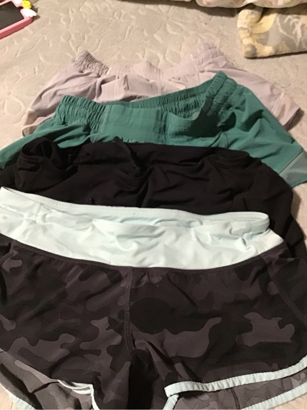 lululemon of Women's Athletic Shorts in Teal, Black, Light Blue, Gray Camo